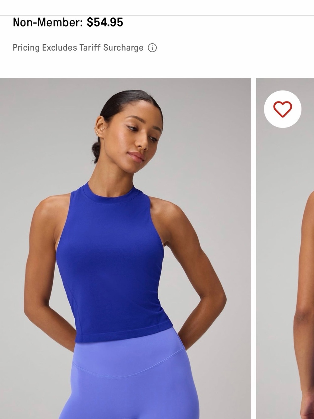 Fabletics Admiral Blue High Neck Seamless Workout tank NWT.  WOMENS SMALL